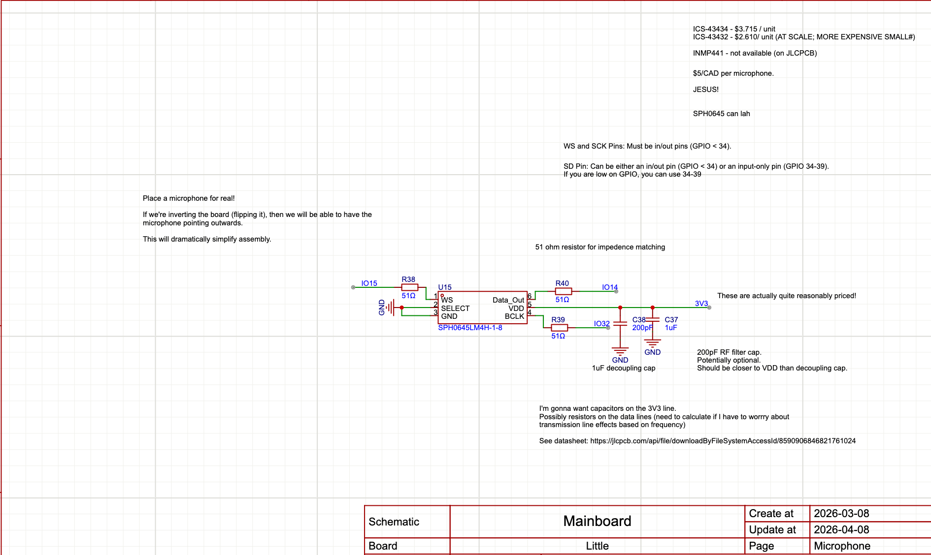 I2S Microphone Schematic