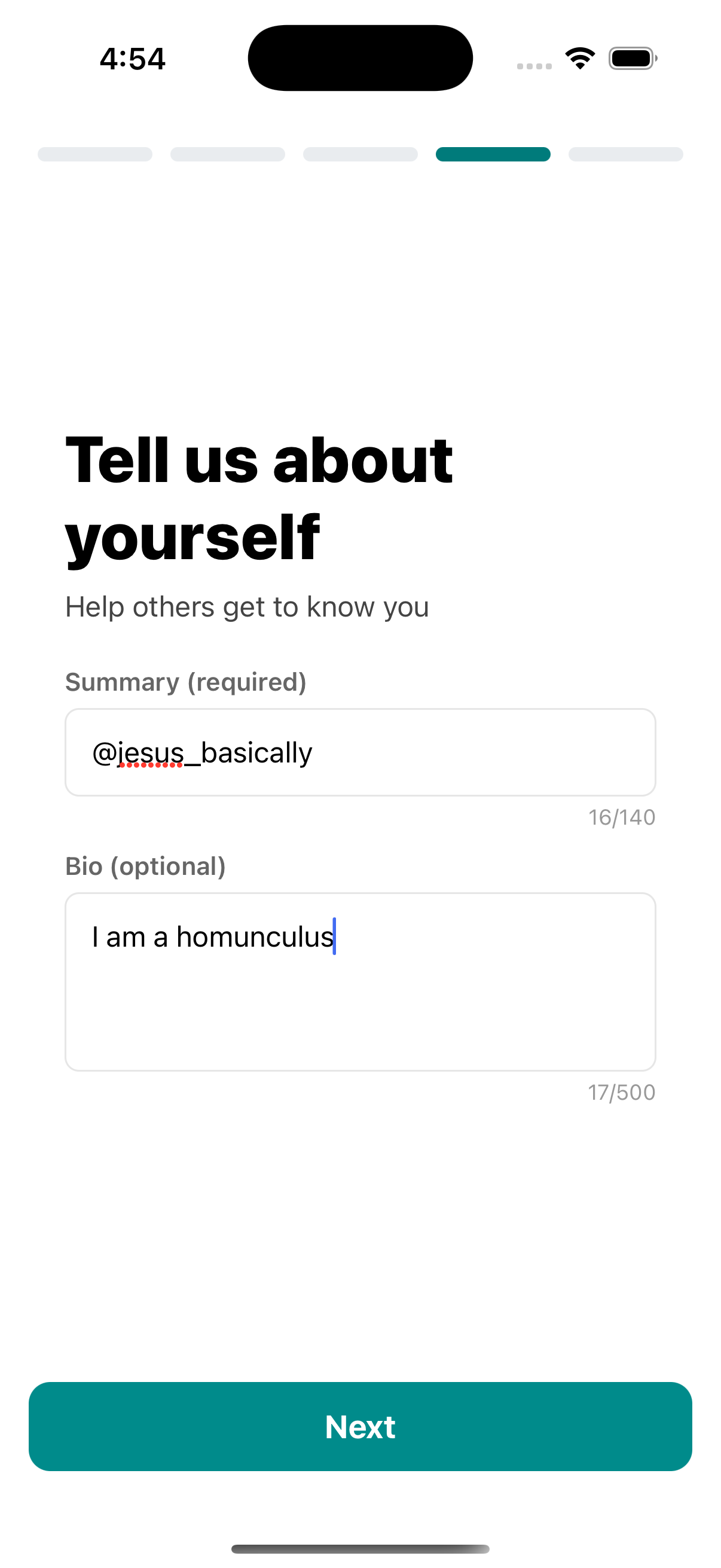 Part of the onboarding flow, we require the user to provide a summary, and provide the option of filling out their bio.