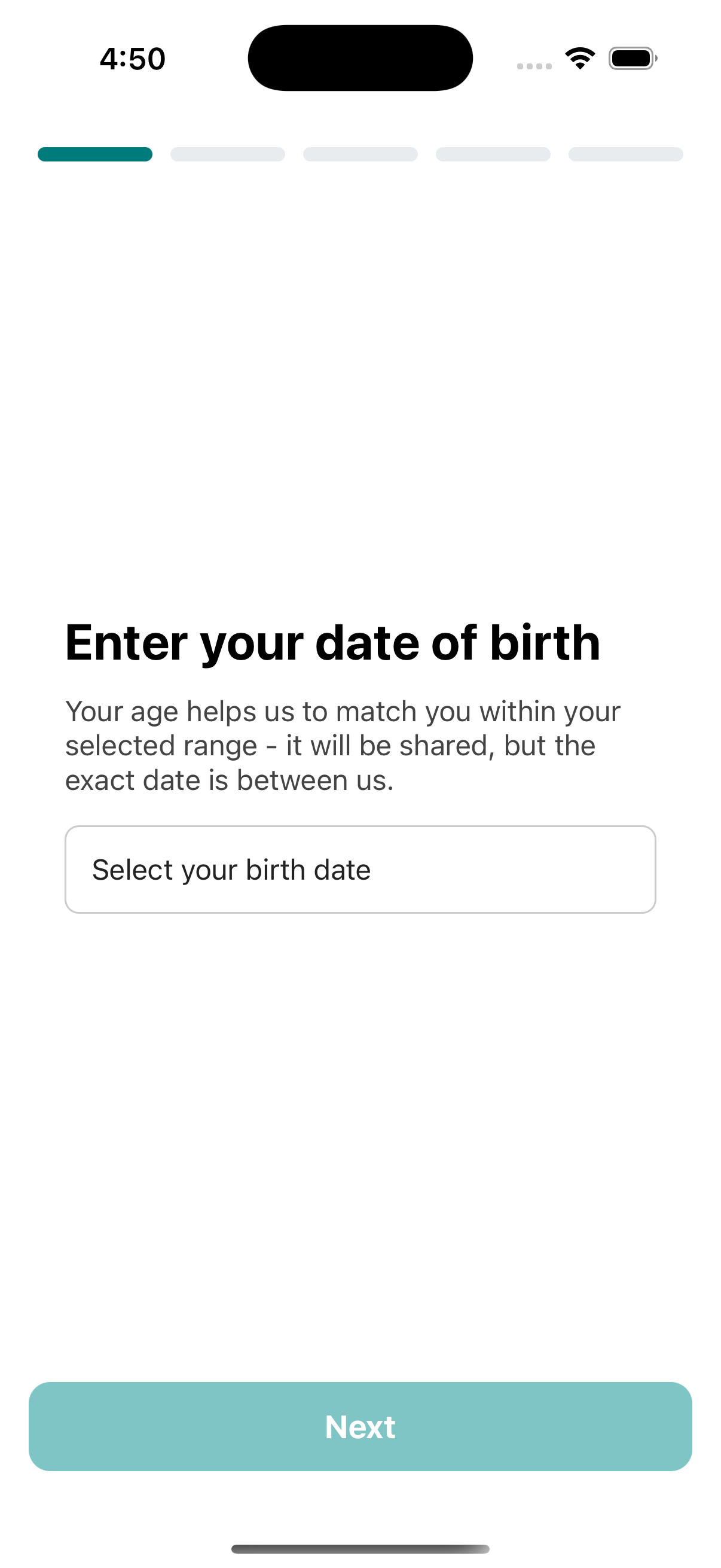 Part of the onboarding flow, we are asking the users for their date of birth.