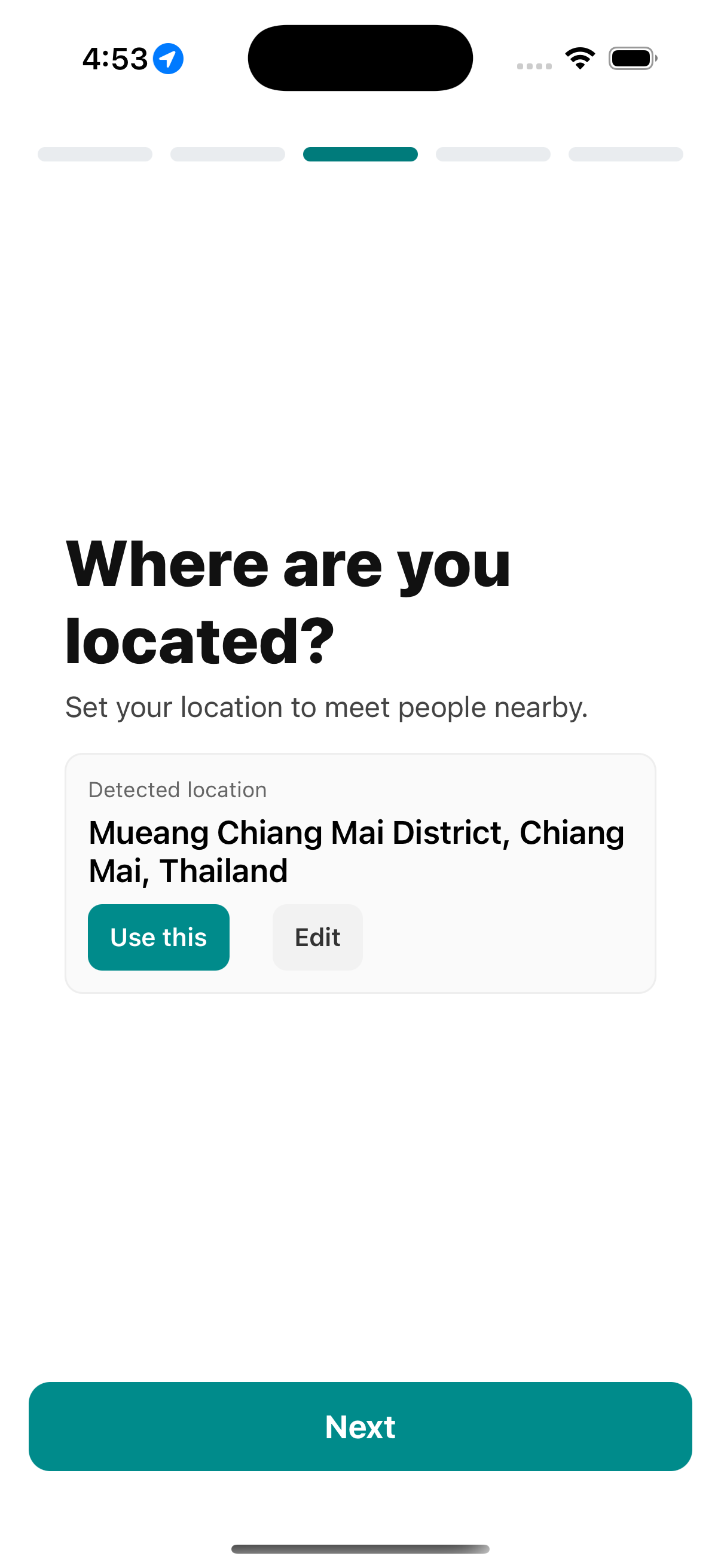 Part of the onboarding flow, we detect the users location using the relevant privileges, and provide them with the option to edit manually.